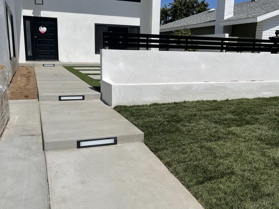 Front walkway with turf inlays